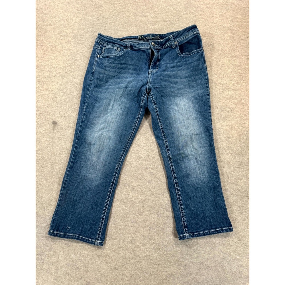 Nd Weekend Jeans Womens 14 Blue Denim Stretch Embroidered Flap Pockets Cropped